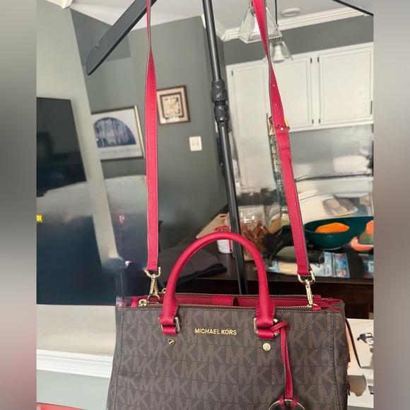 Michael Kors Red and Brown Satchel - Picture 7 of 8